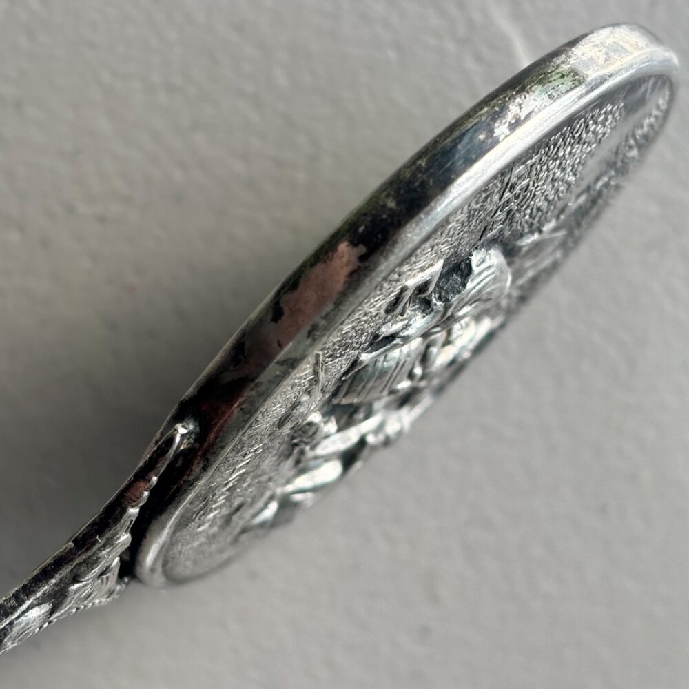 Vintage Hans Jensen Denmark Silver Plated Hand Mirror Repoussé Stamped Danish - Picture 9 of 13